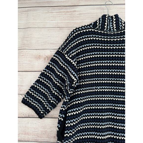 FRNCH Paris Chunky Knit Duster Cardigan Sweater Womens One Size Black Blue - Picture 6 of 13